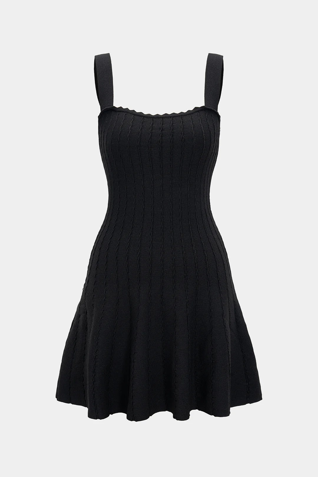 Knit Waist-Cinching Sleeveless Dress - Weenar