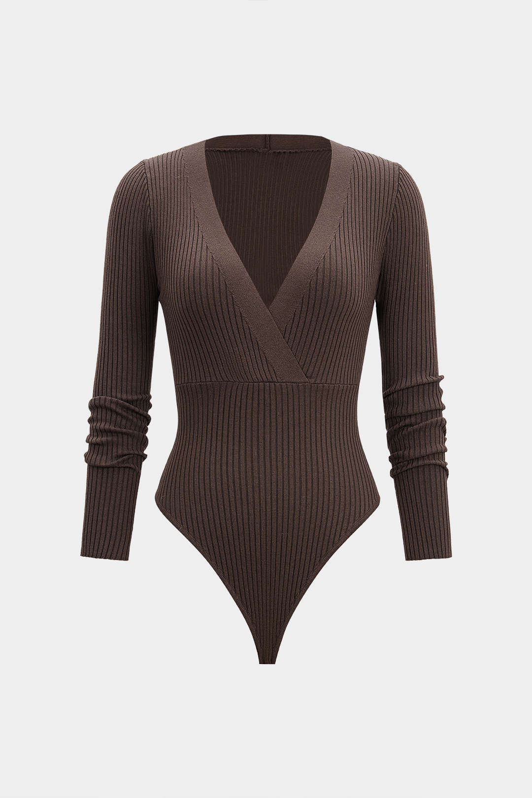 Knit V-Neck Long Sleeve Bodysuit - Weenar
