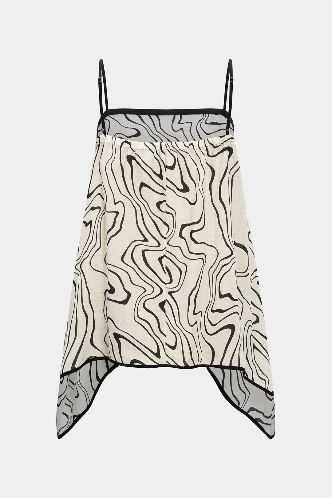 Abstract Print Linen Slip Detail Cami Top - Weenar