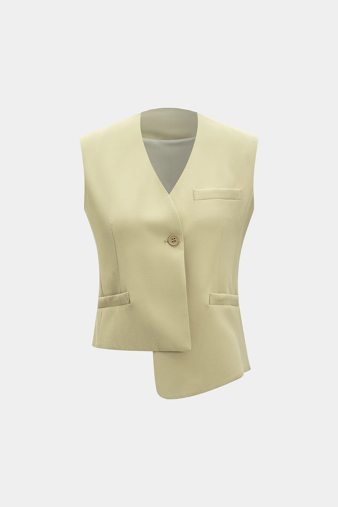 Asymmetrical Hem Fake Pocket Vest - Weenar