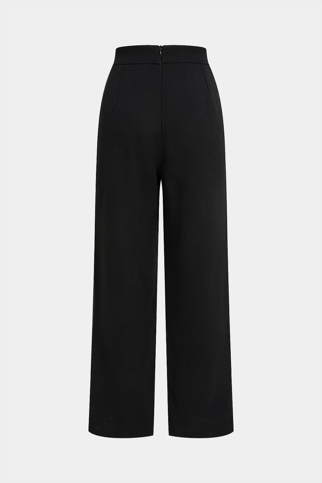 Solid High Waist Straight Leg Pants - Weenar