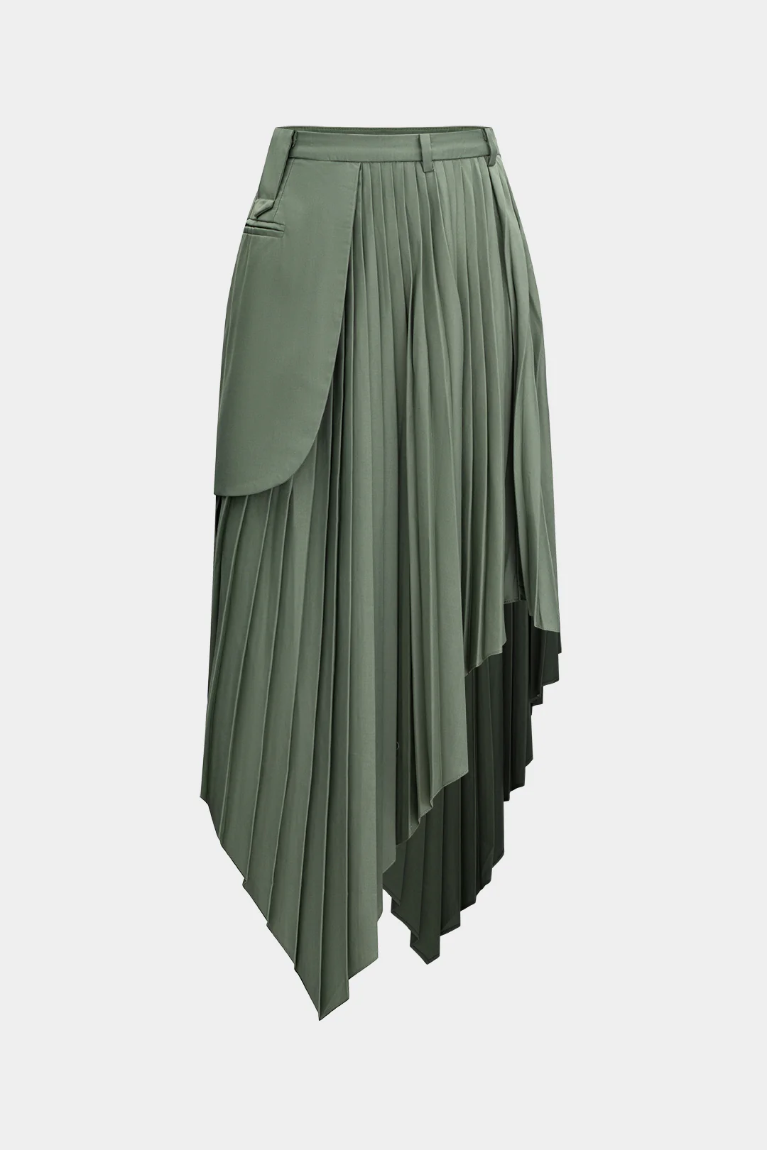 Pleated Asymmetrical Midi Skirt - Weenar