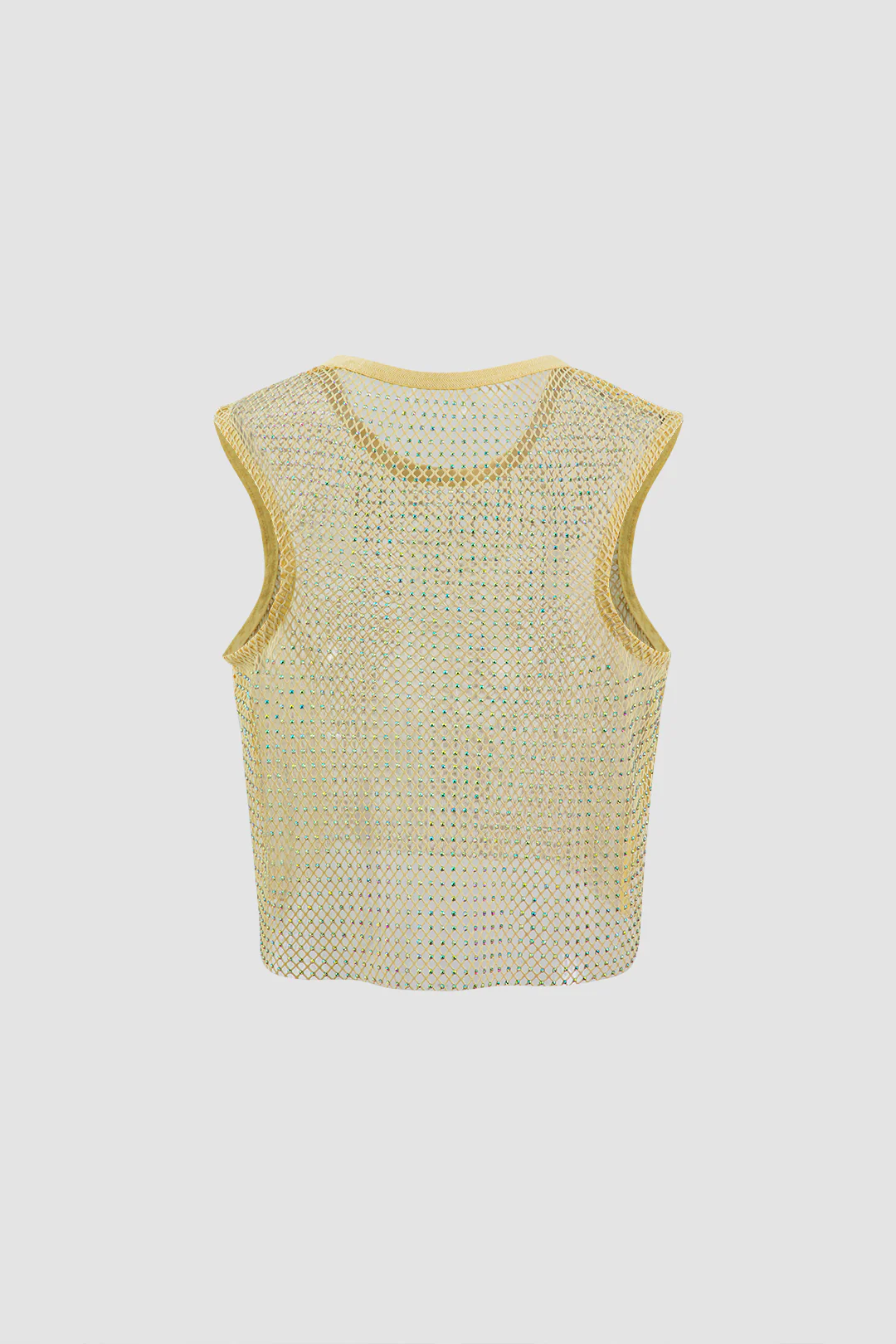 Crystal Decor Fishnet Tank Top - Weenar