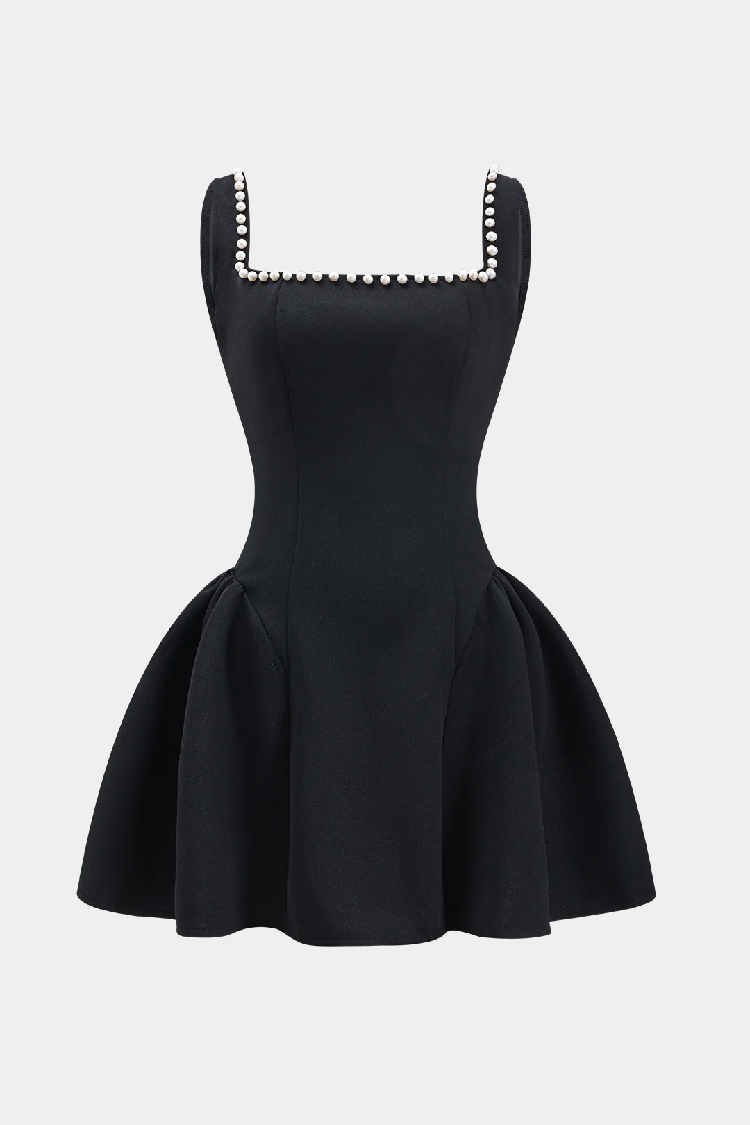 Pearl Ruched Zipper Mini Dress - Weenar