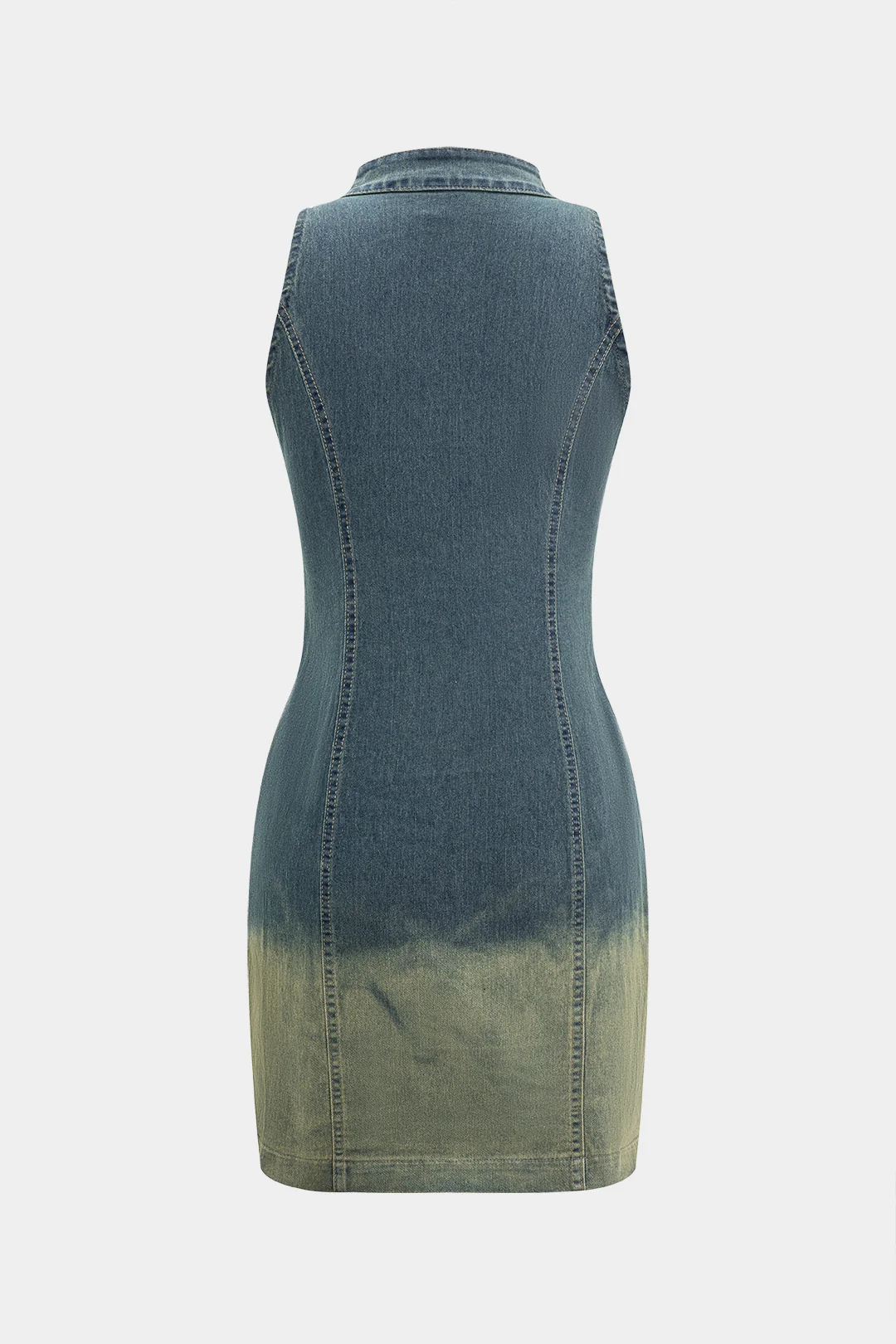 Denim Zipper Tank Sleeveless Dress - Weenar