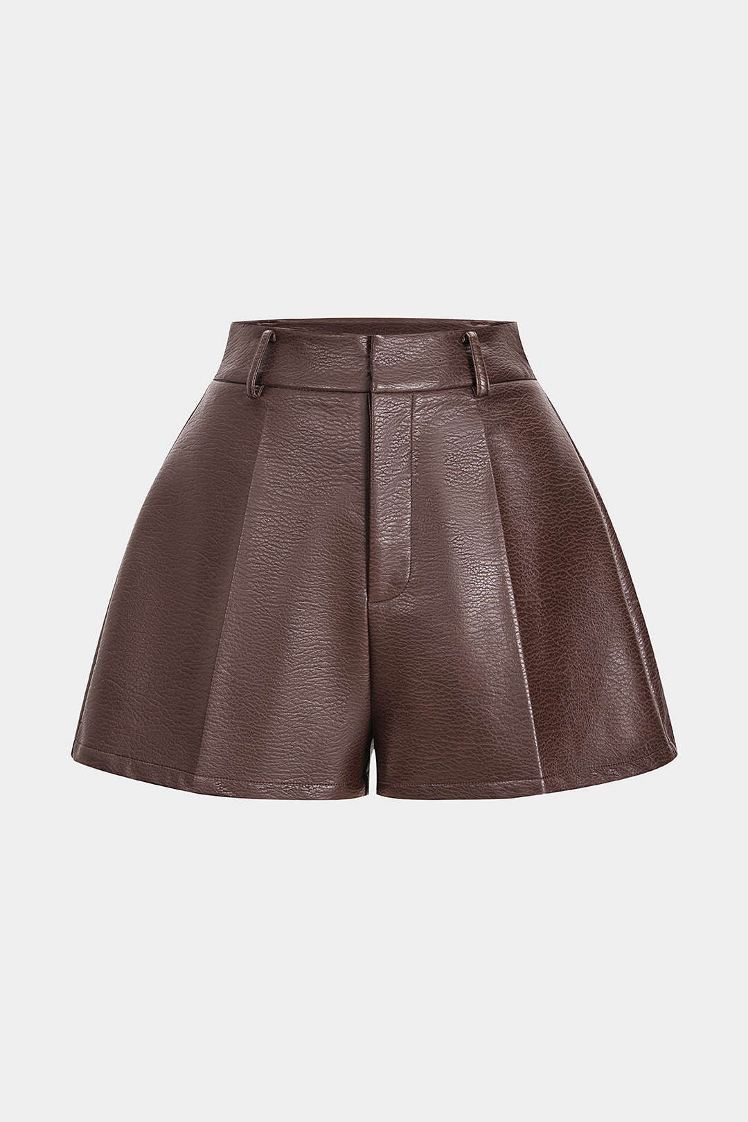 Basic Leopard Faux Leather Zippered Straight Short - Weenar