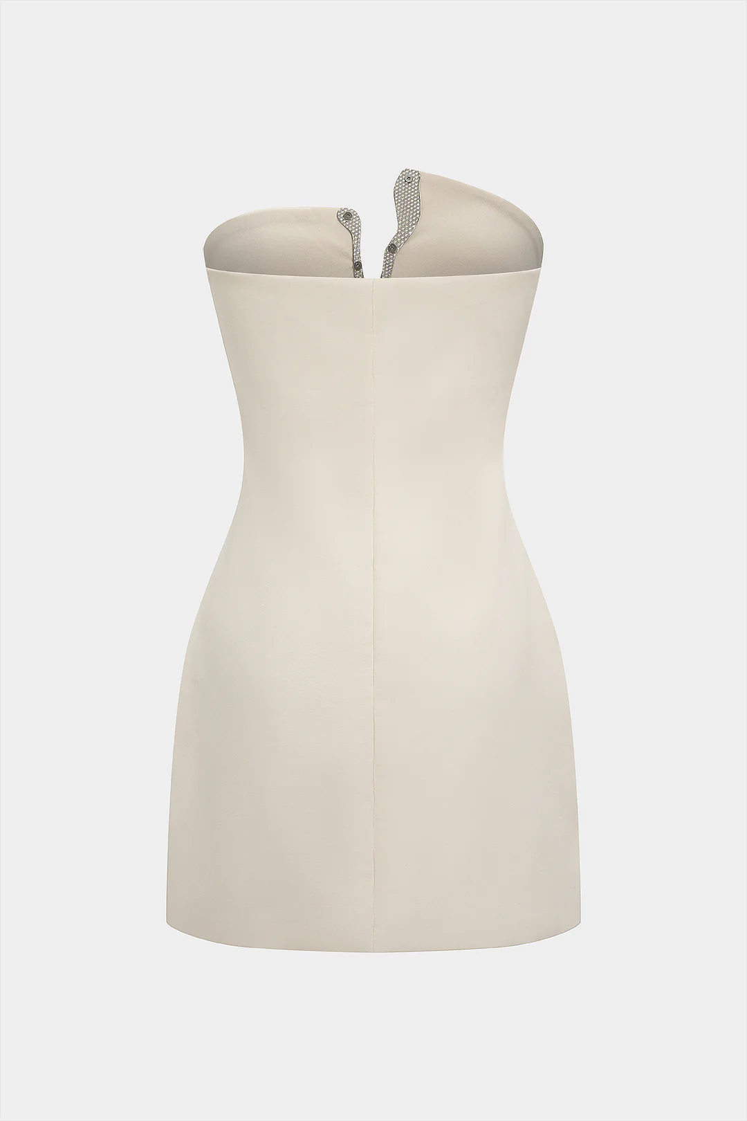 Asymmetrical Rhinestone Decor Strapless Sleeveless Mini Dress - Weenar