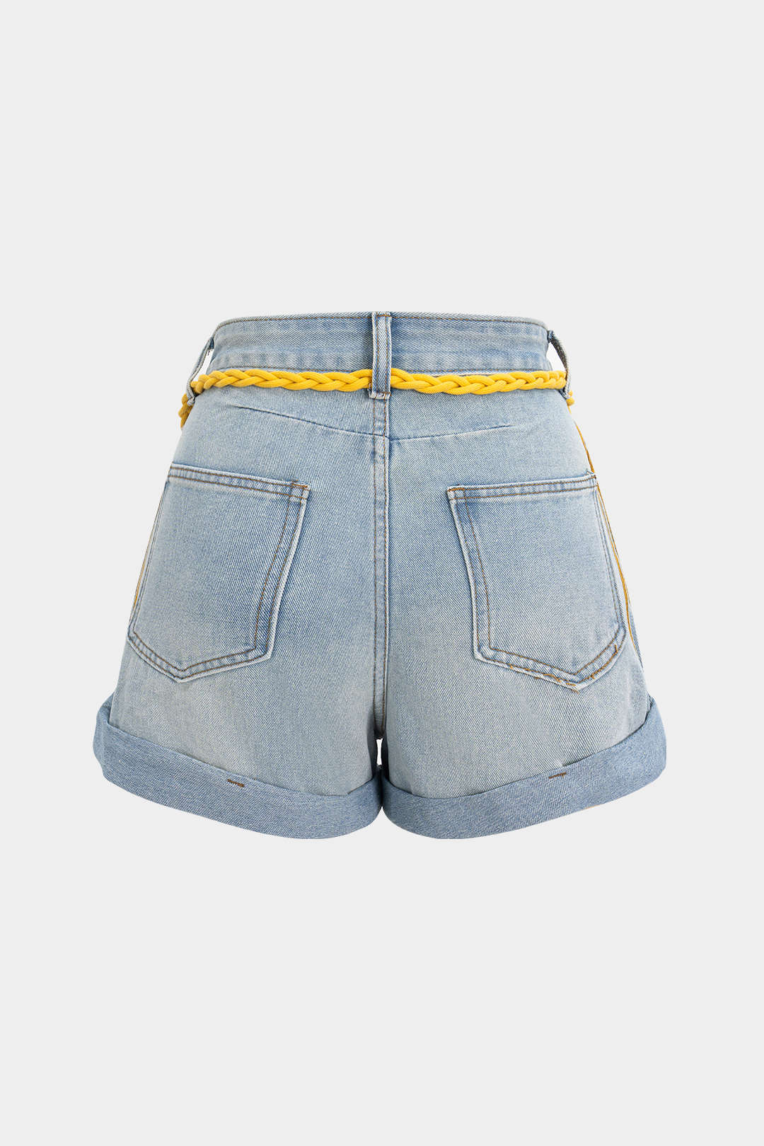Denim High Waist Belted Wide Leg Shorts - Weenar