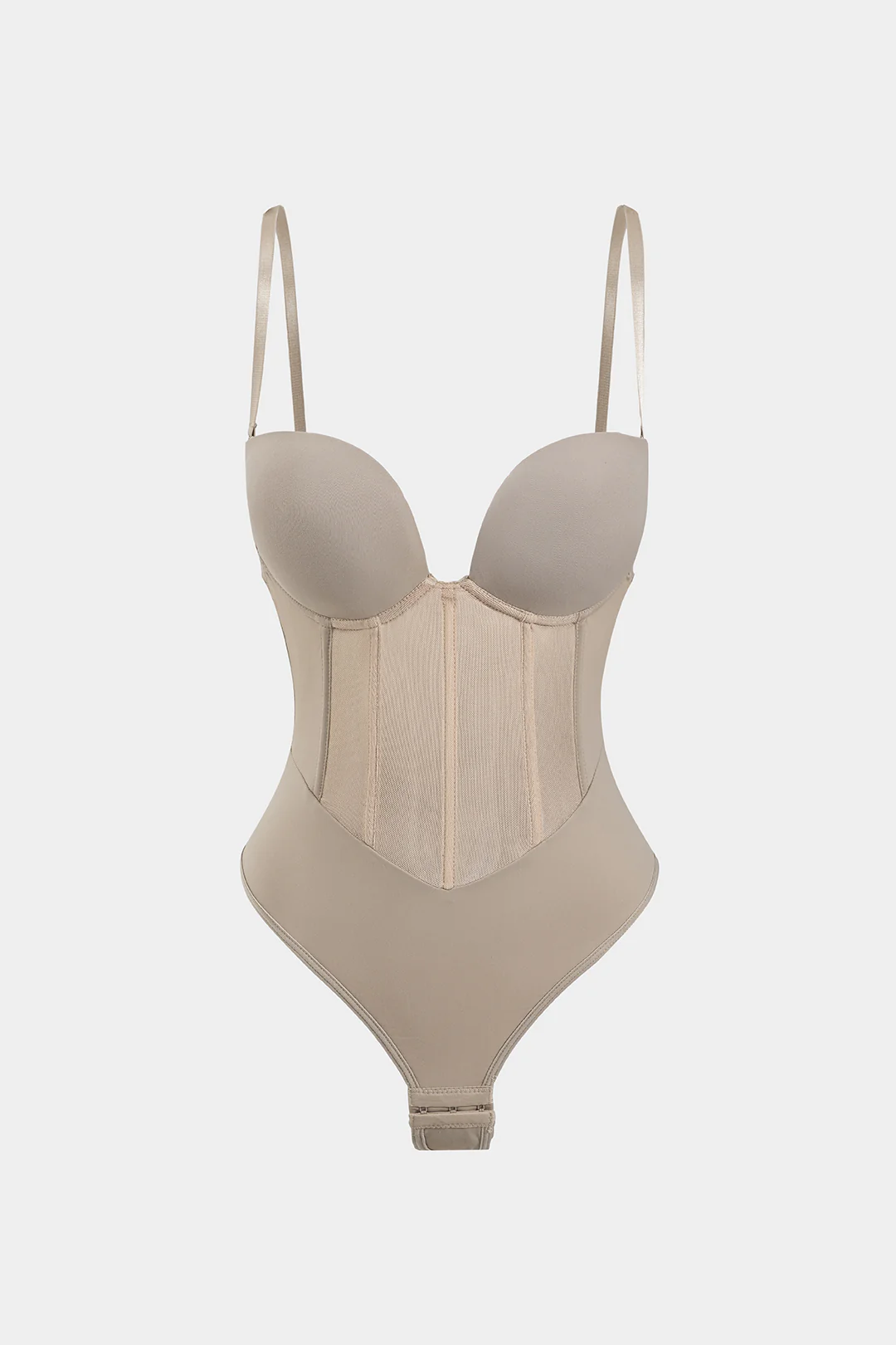 Mesh Patchwork Corset Bustier Slip Bodysuit - Weenar