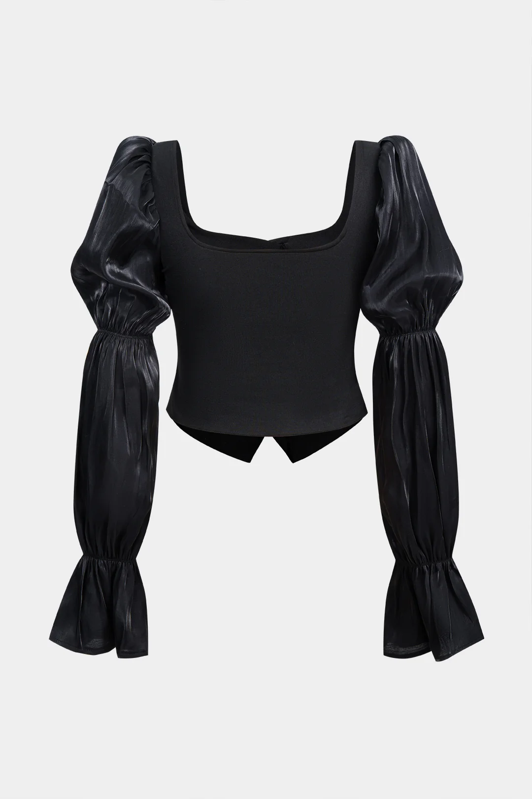 Satin Patchwork Metallic Button Long-Sleeve Shirt - Weenar