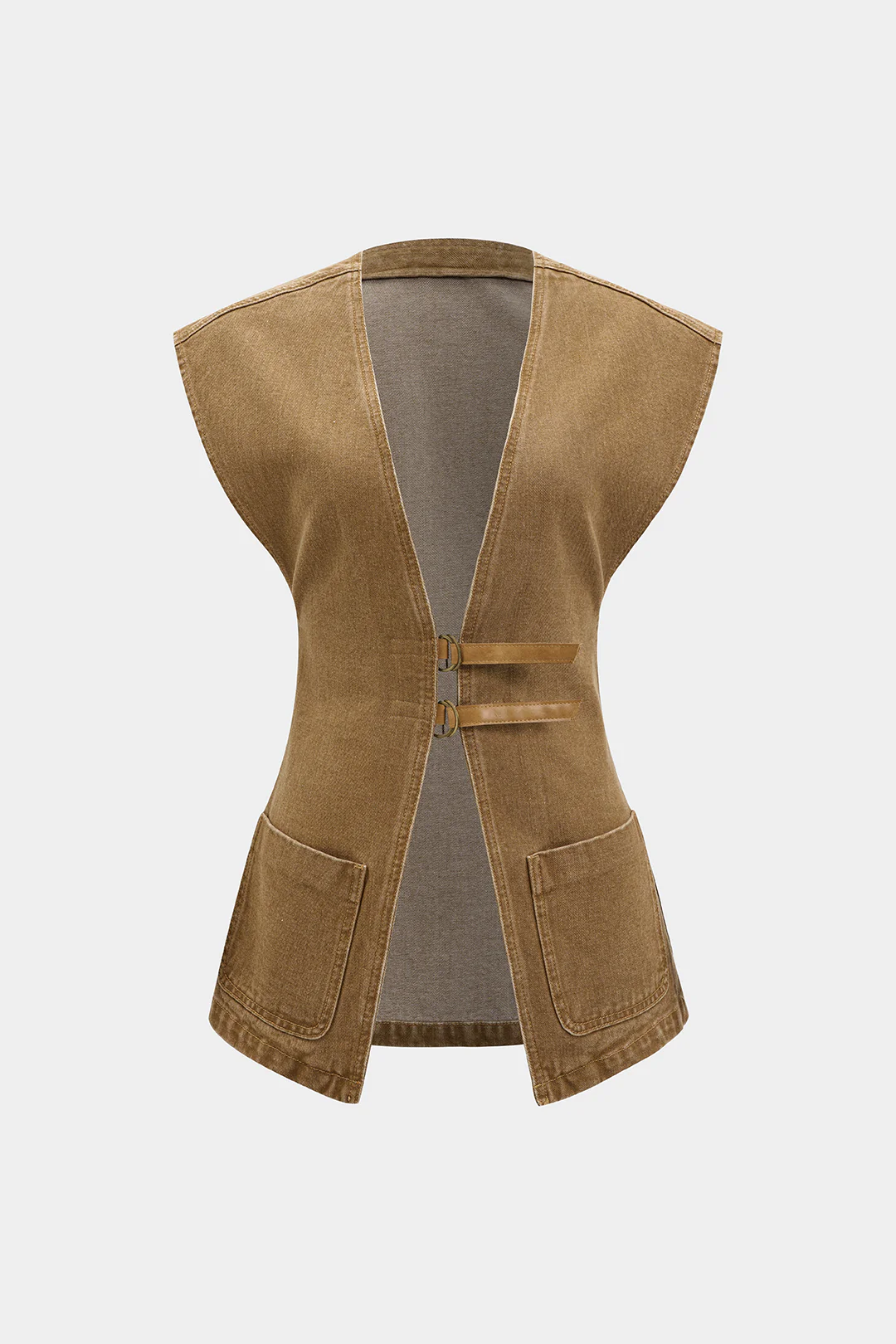 Denim V-Neck Pocket Vest - Weenar