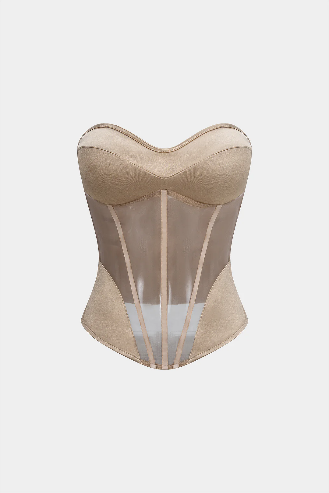 Satin Patchwork Zipper Strapless Tube Top - Weenar