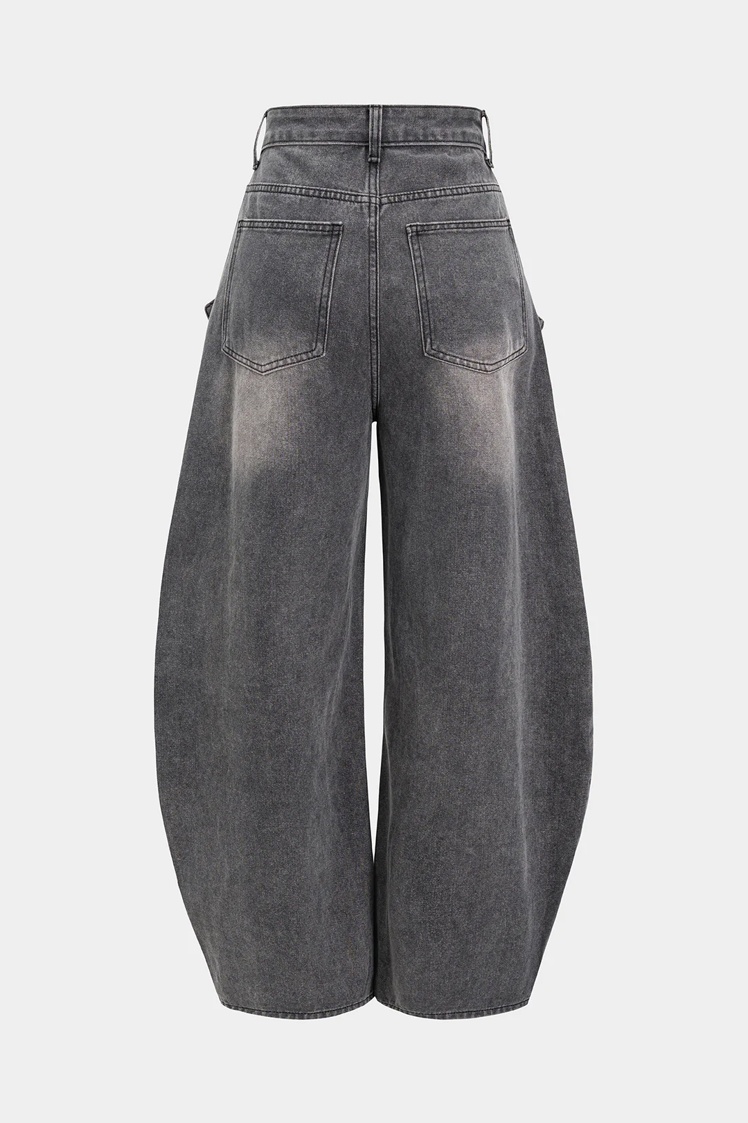 Denim Strappy Frayed Barrel Jeans - Weenar