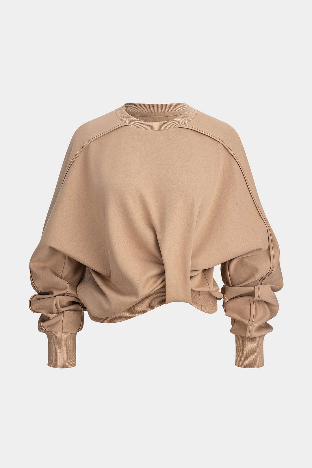 Round Neck Twist Knot Long Sleeve Sweatshirt - Weenar