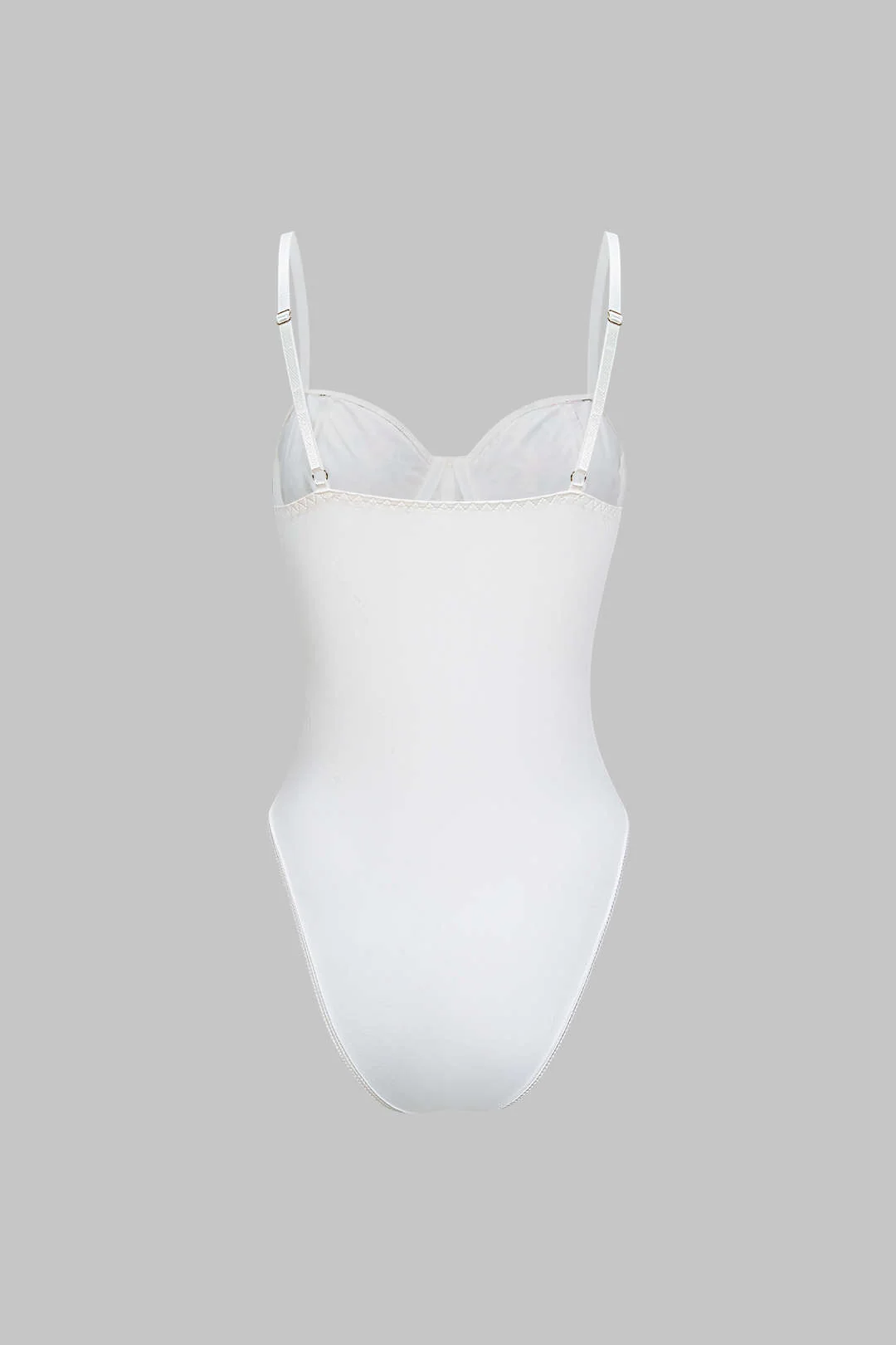 Floral Print Sheer Slip Underwire Sleeveless Bodysuit - Weenar