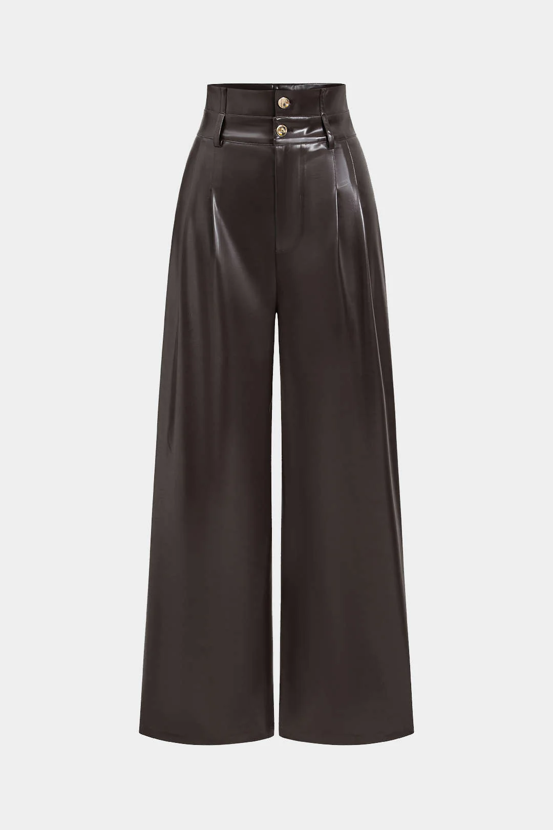 Faux Leather High Waist Trousers - Weenar