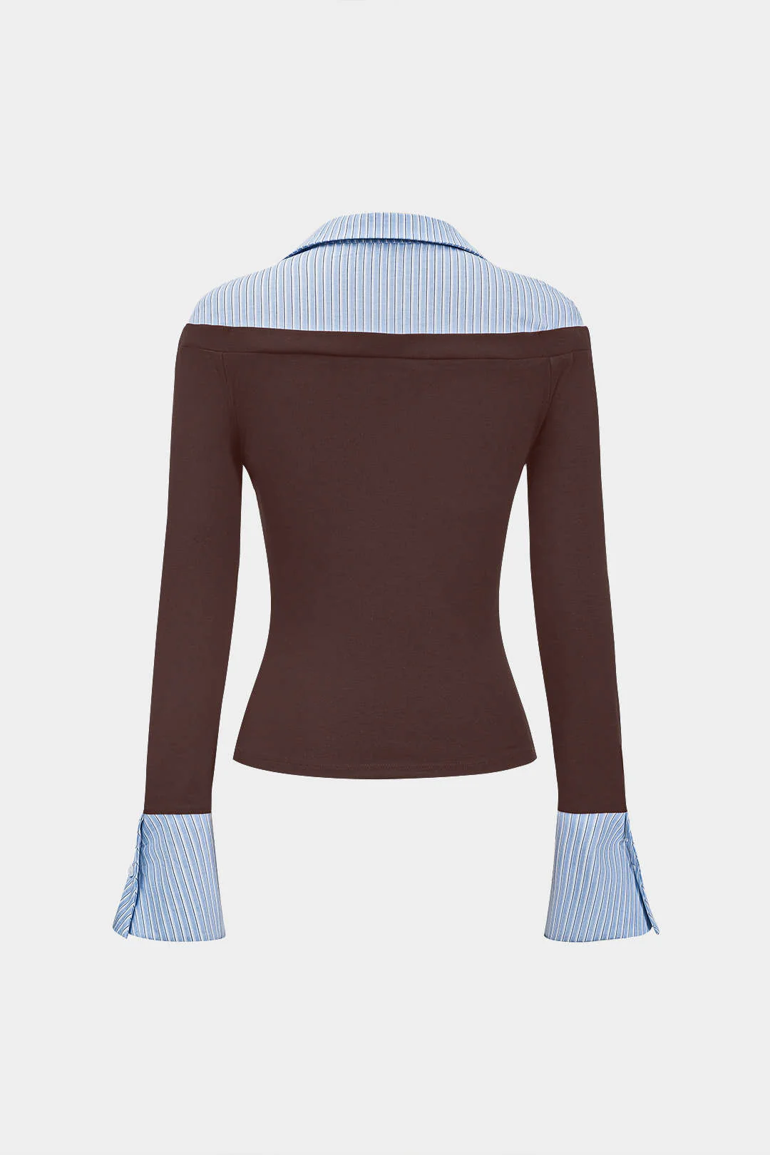 Stripes Print Patchwork Long-Sleeve Top - Weenar