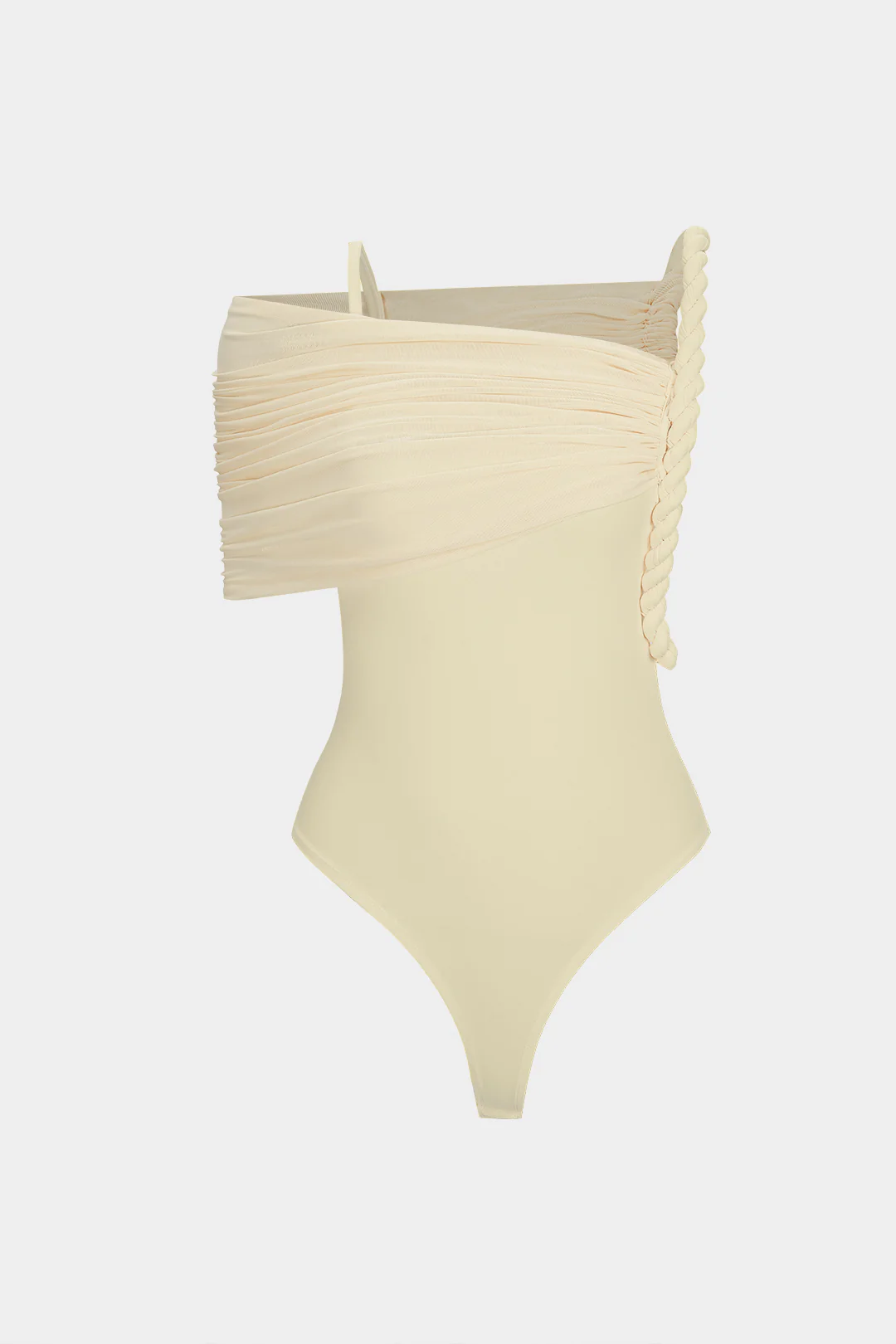 Asymmetrical Twist Knot Ruched Sleeveless Bodysuit - Weenar