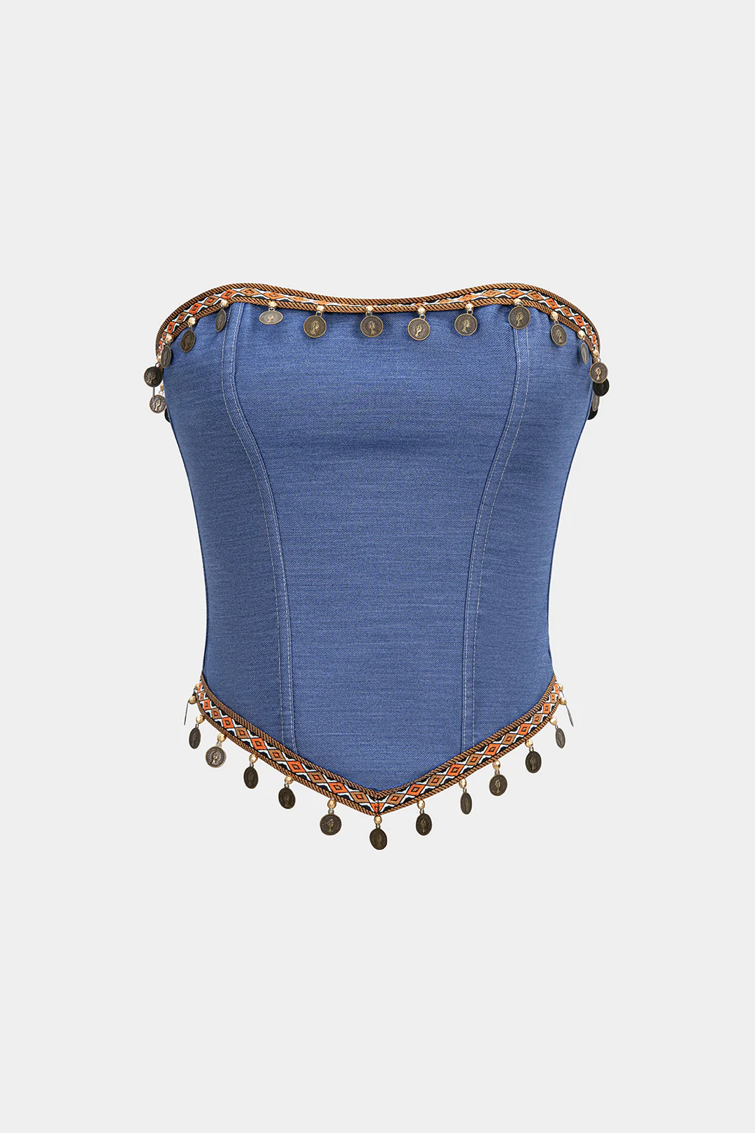Fringe Trim Strapless Tube Top - Weenar