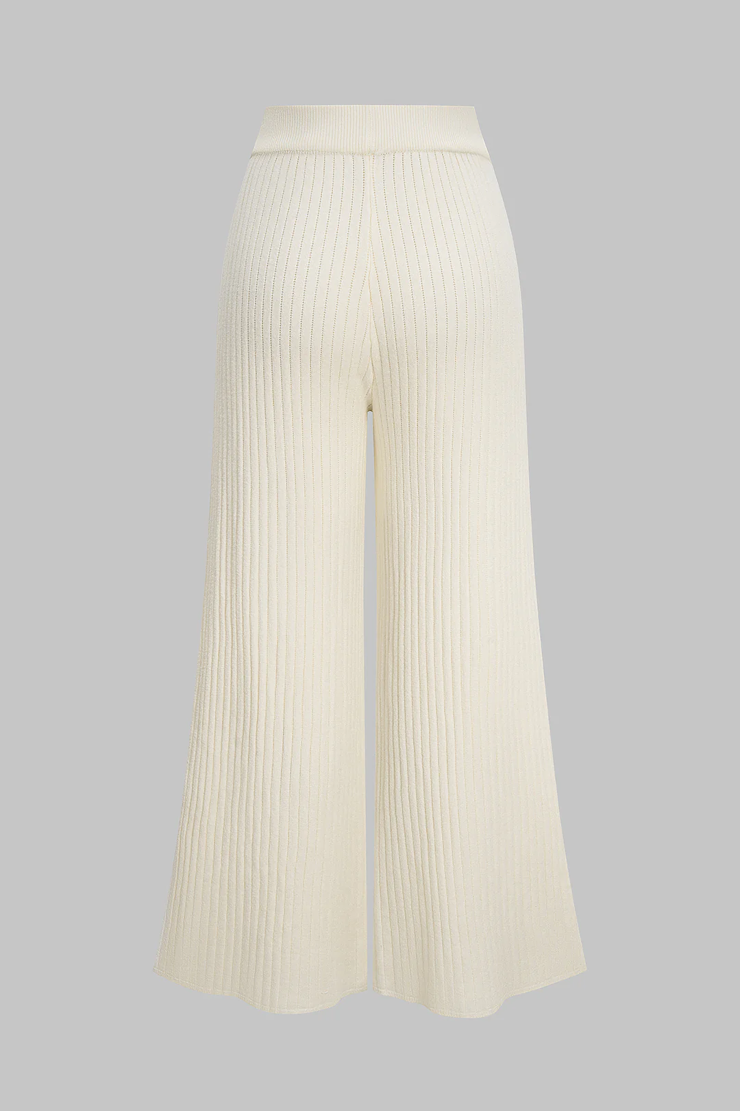 Knit High Waist Ribbed Side Button Straight Leg Pants - Weenar