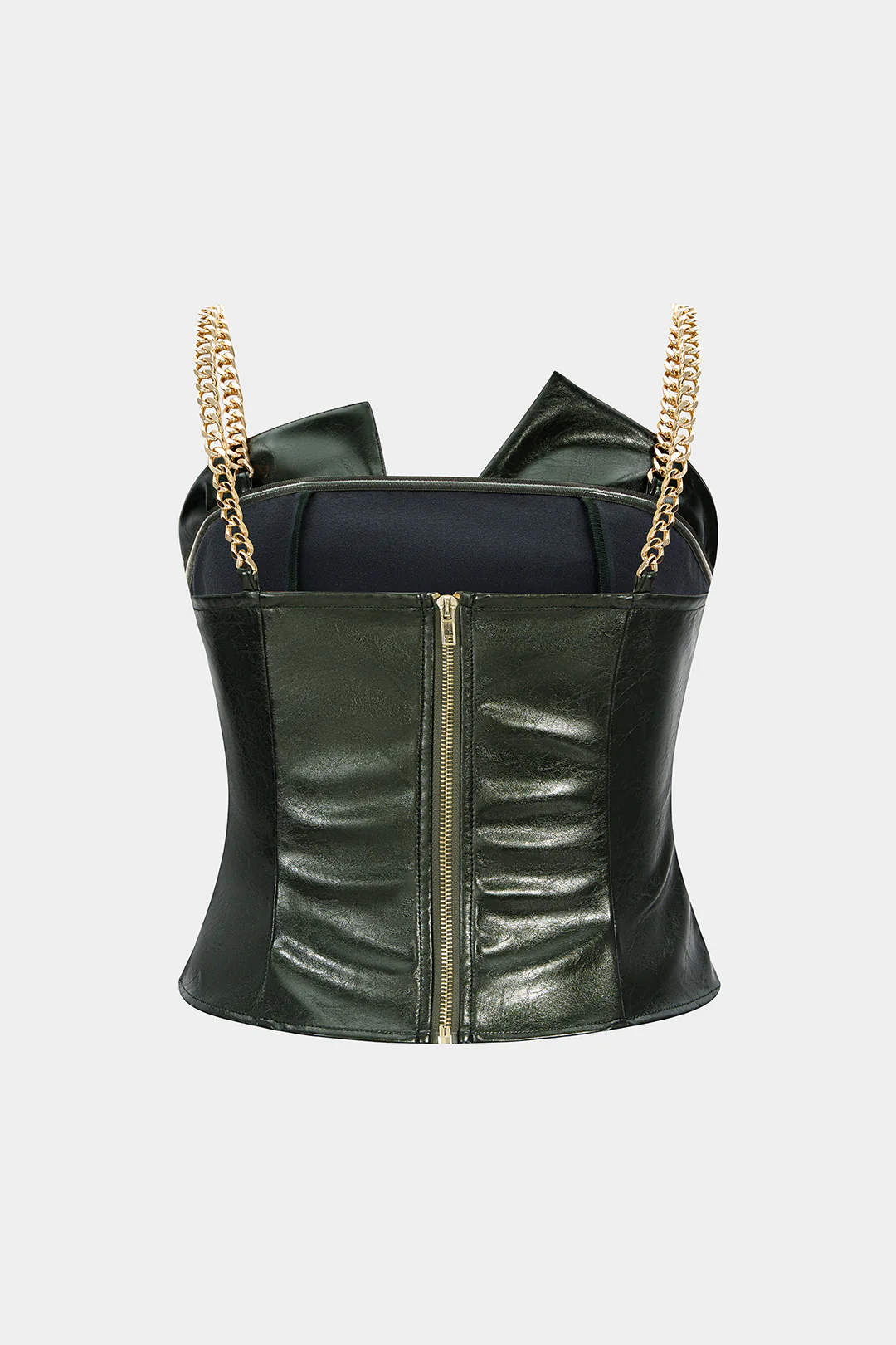 Plus Size Faux Leather Metallic Ruched Cami Top - Weenar