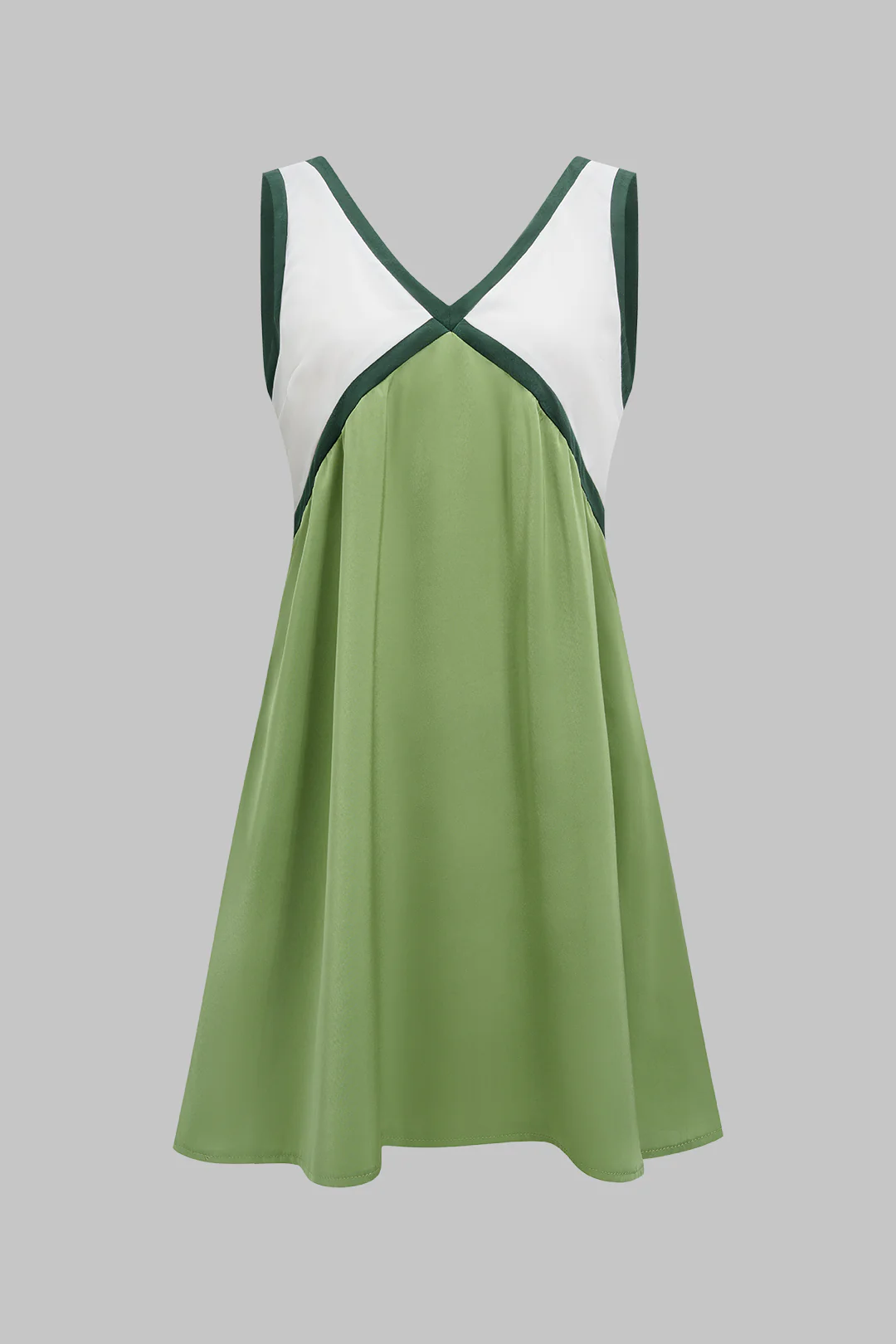 Contrast Binding V-Neck Sleeveless Mini Dress - Weenar