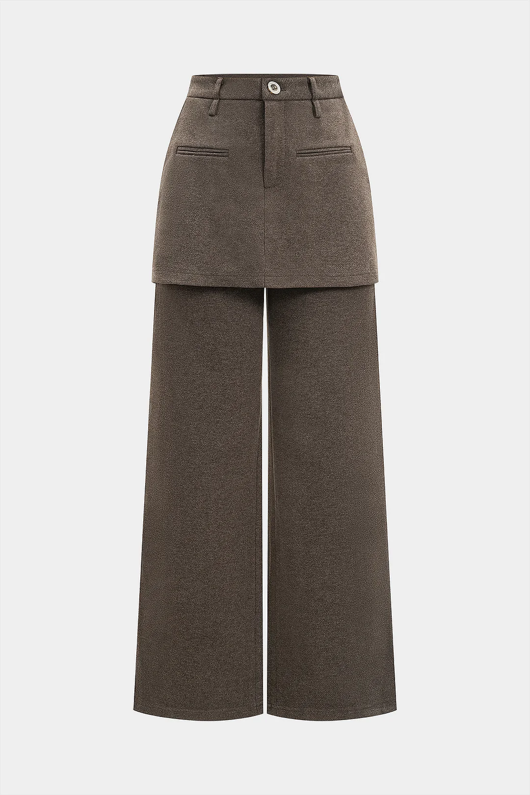 Solid Fake Pockets Straight Leg Zipper Pants - Weenar
