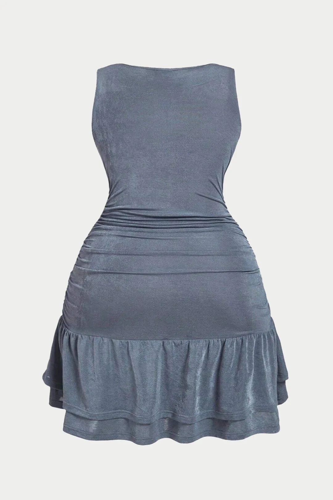 Plus Size Ruffle Ruched 3D Floral Sleeveless Mini Dress - Weenar