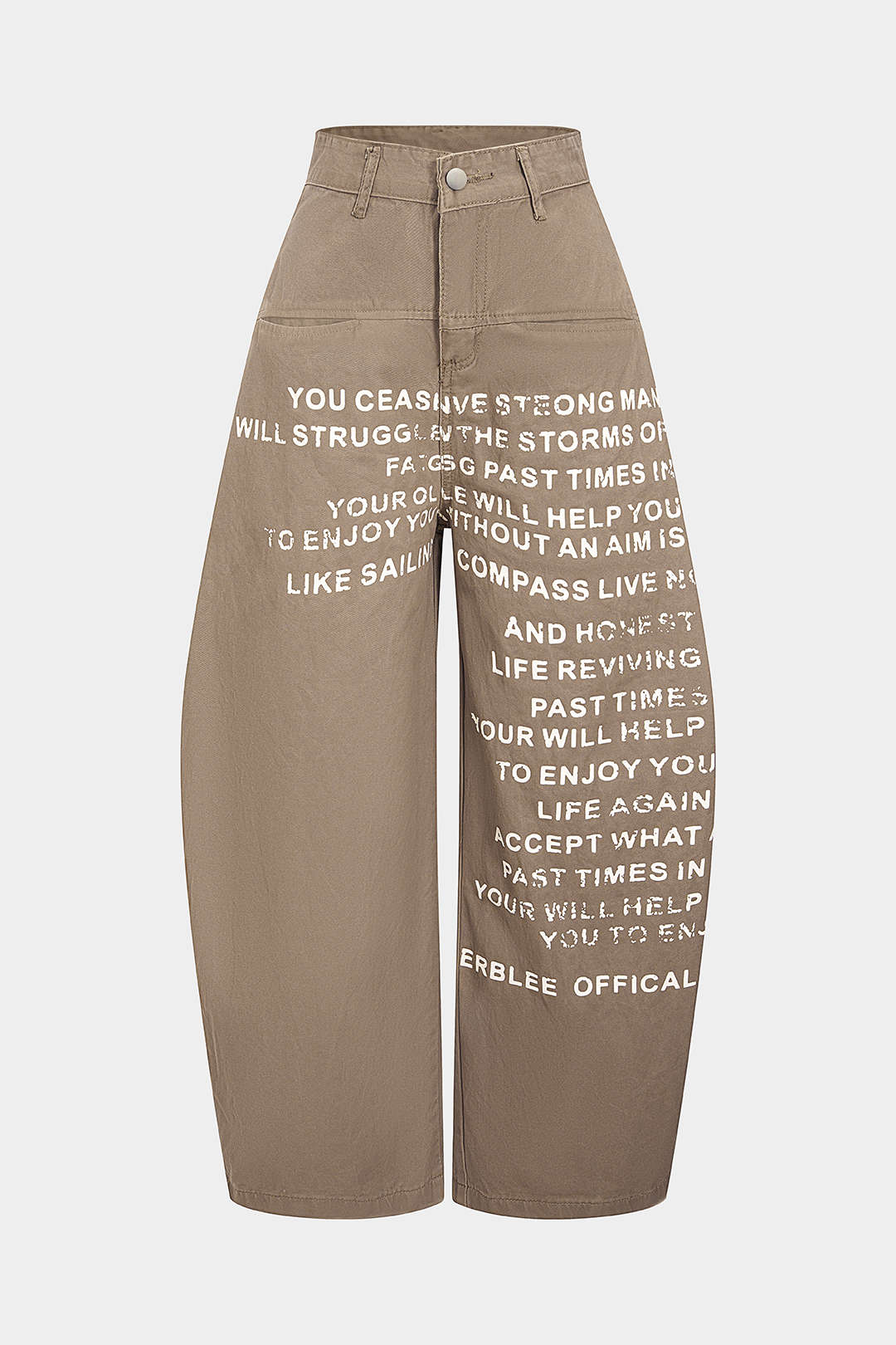 Letter Print Straight Leg Barrel Jeans - Weenar