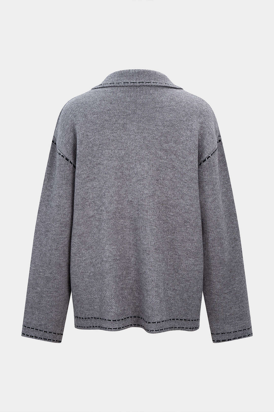 Knit Contrast Line Lapel Cardigan - Weenar