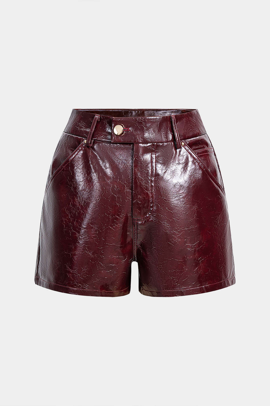 Faux Leather Button Shorts - Weenar