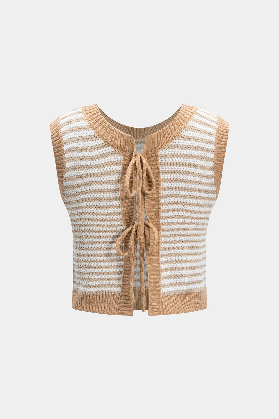 Knit Contrast Tie-Up Vest - Weenar