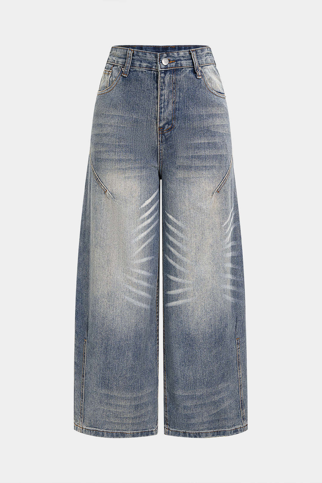 Denim Pocket High Waist Wide Leg Jeans - Weenar