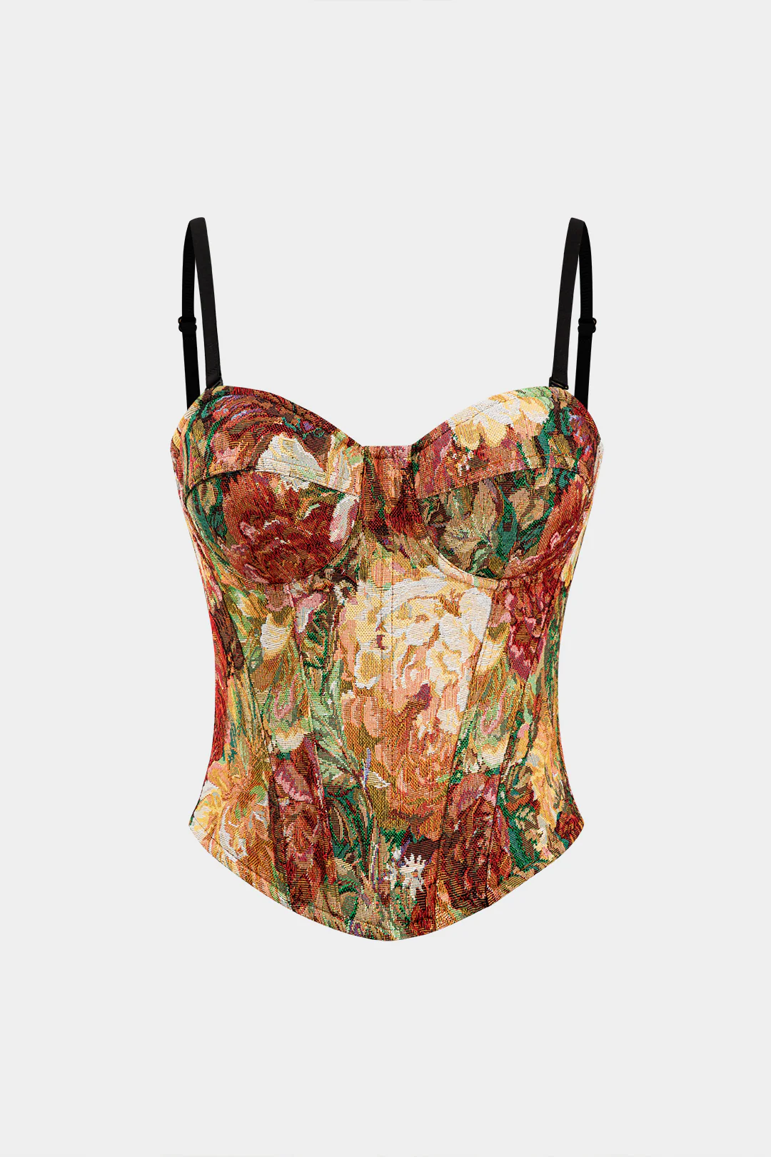 Jacquard Backless Underwire Corset Waist Cami Top - Weenar