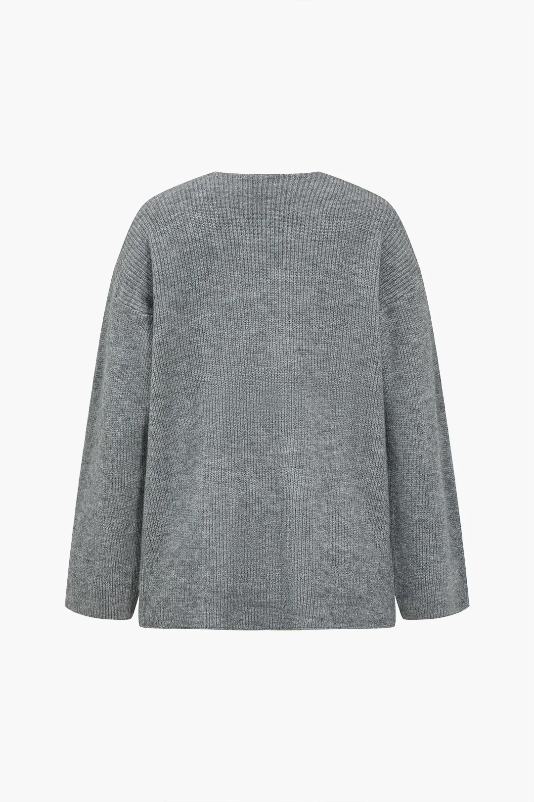 Knit Asymmetrical V-Neck Long-Sleeve Top - Weenar