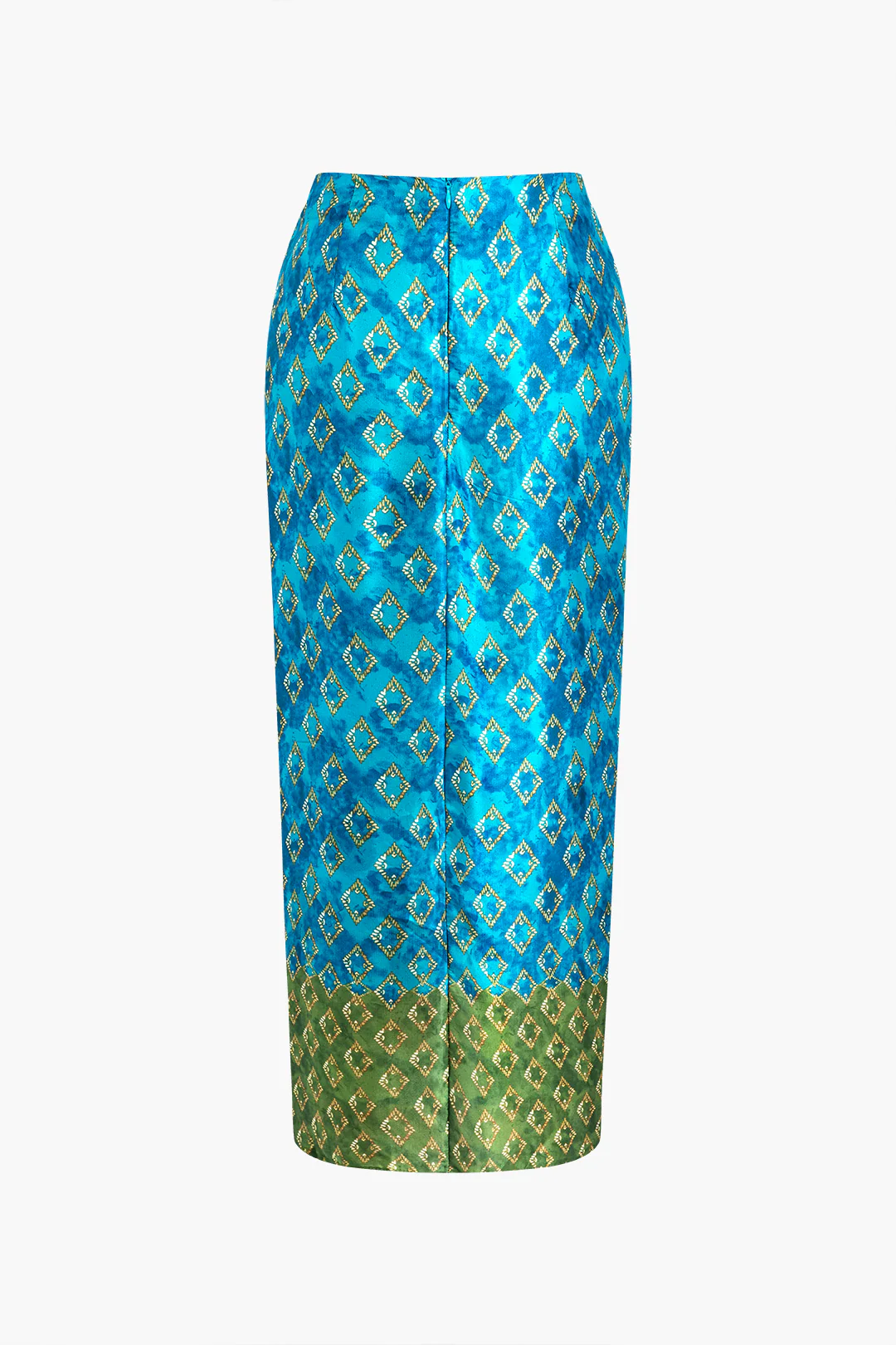 Geometric Print Contrast Twist Knot Split Skirt - Weenar