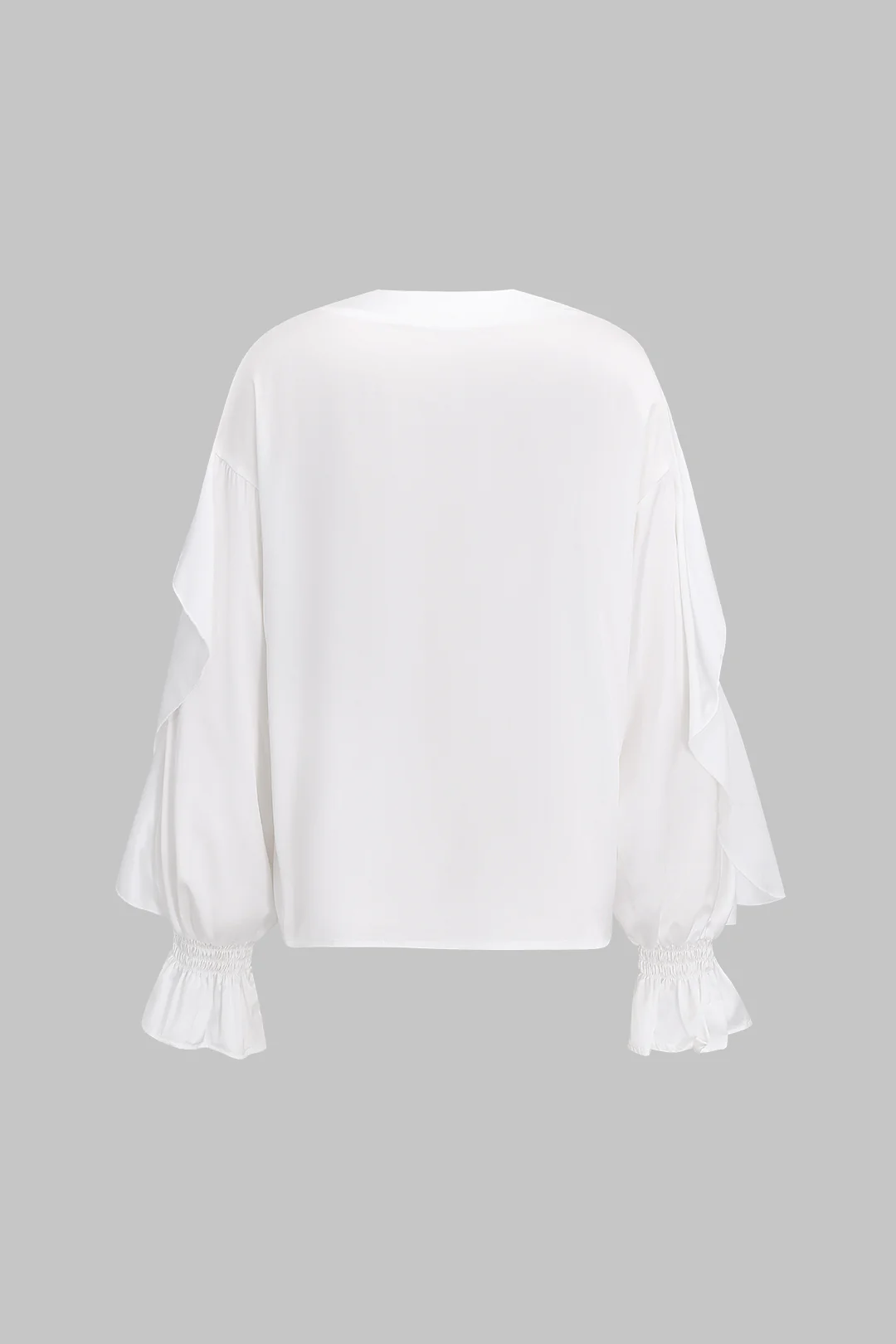 Ruffle V-Neck  Puff Sleeve Shirt - Weenar