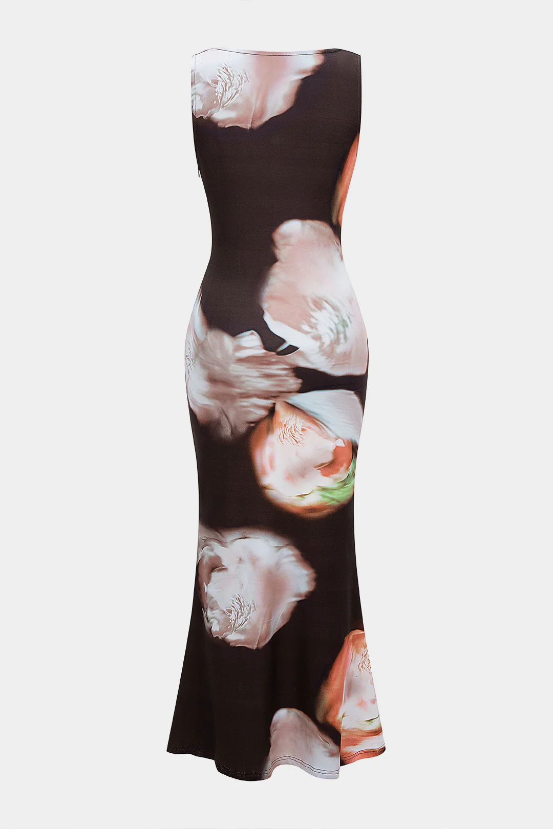 Floral Print Draped Cowl Neck Sleeveless Maxi Dress - Weenar