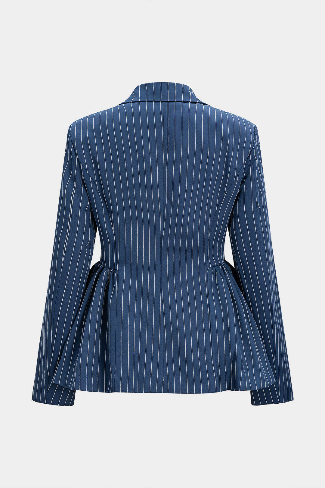 Stripes Print Ruched Shoulder Pads Blazer - Weenar