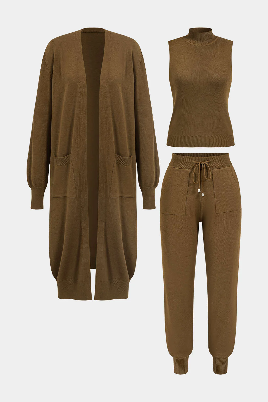 3pc Sweater Pocket Drawstring Pants Set - Weenar