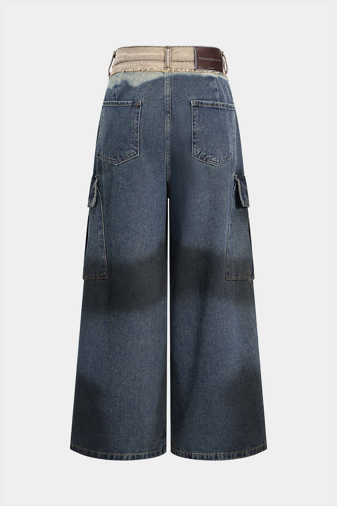 Denim Contrast Pocket High Waist Jeans - Weenar