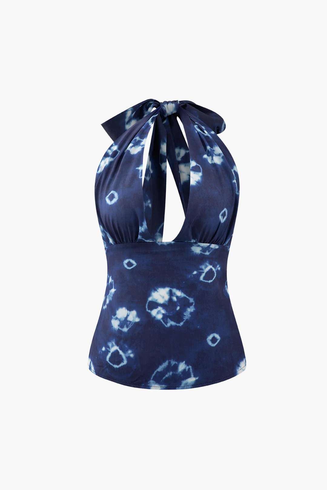 Tie Dye Print V-Neck Knotted Cami Top - Weenar