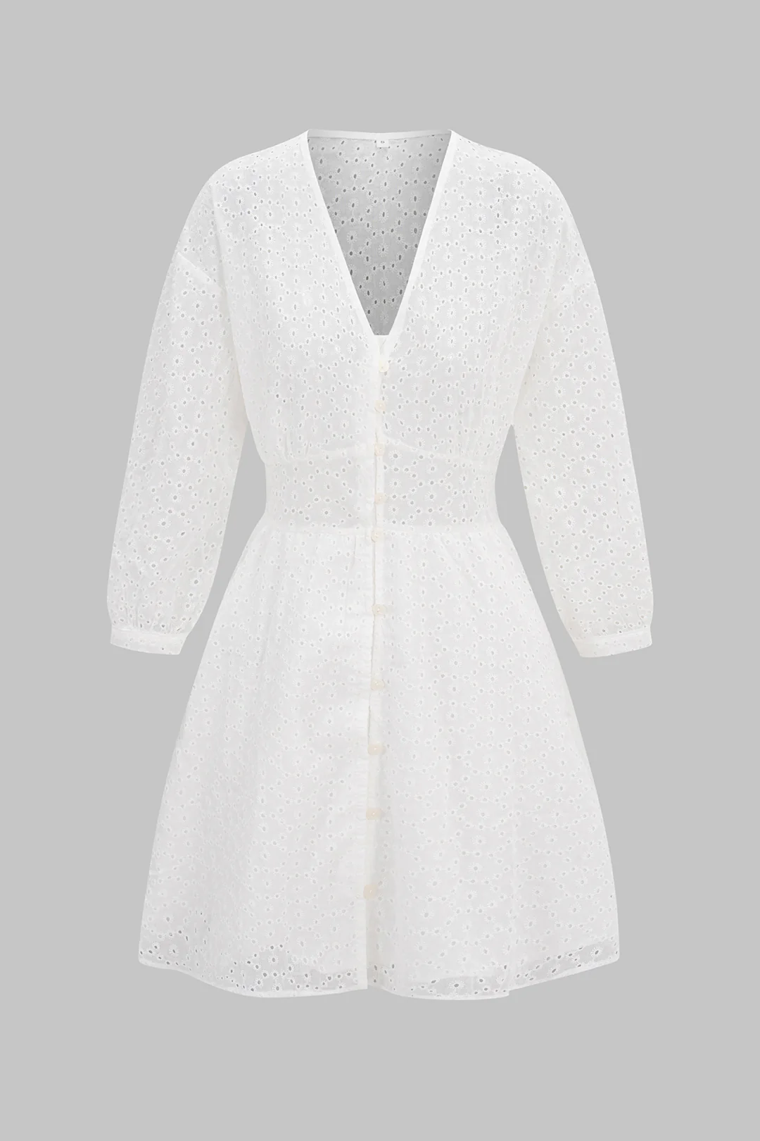 V-Neck Ruched Long Sleeve Mini Dress - Weenar