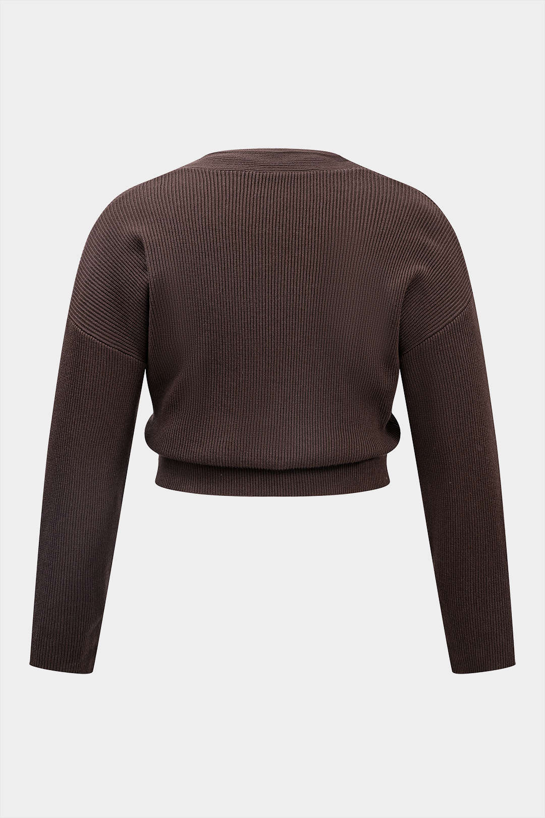 Plus Size Ribbed Knit Crop  Long-Sleeve Top - Weenar