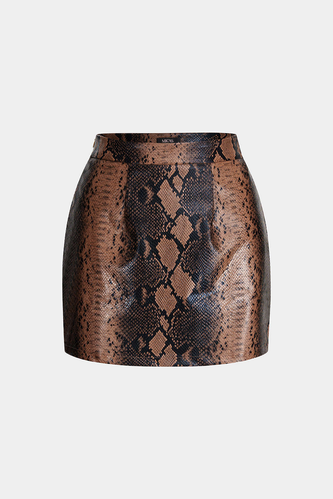 Snake Skin Print Faux Leather Skirt - Weenar