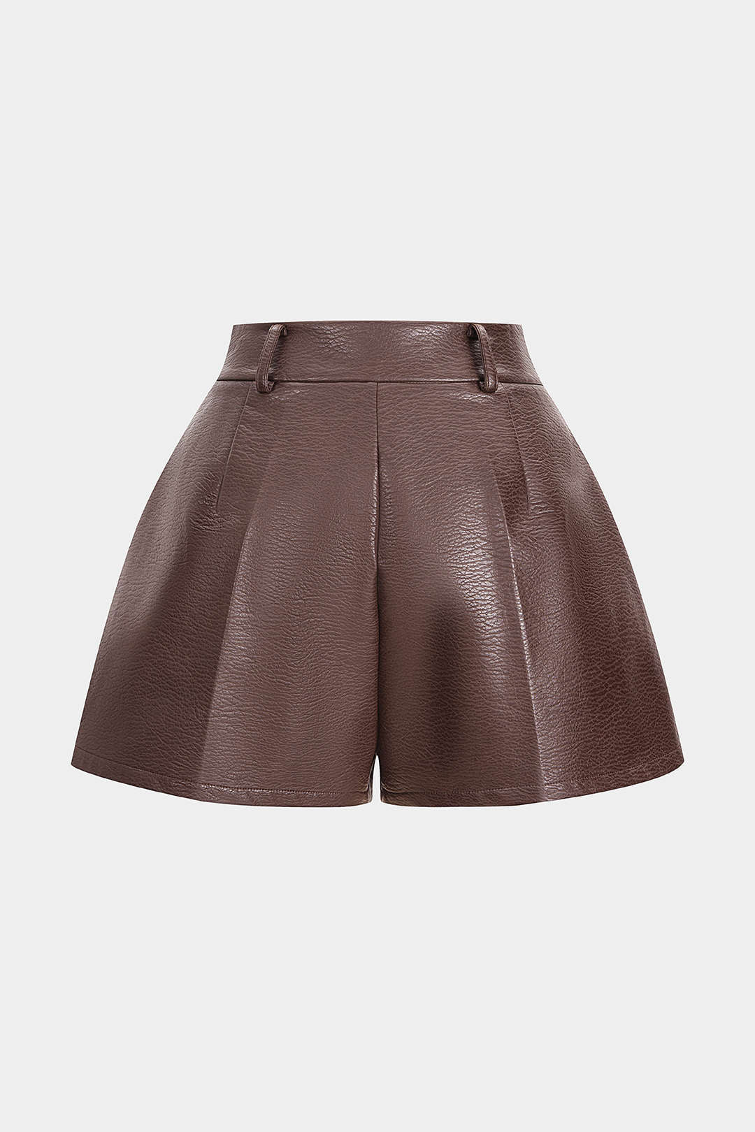 Basic Leopard Faux Leather Zippered Straight Short - Weenar