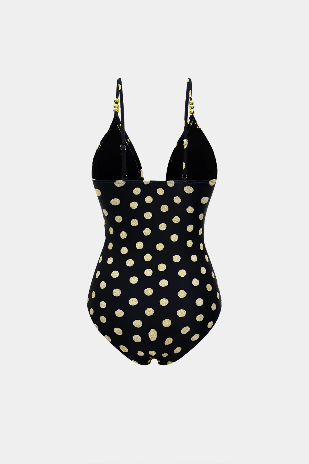 Polka Dots Print Metallic Ruched Tie-Up Swimsuit - Weenar