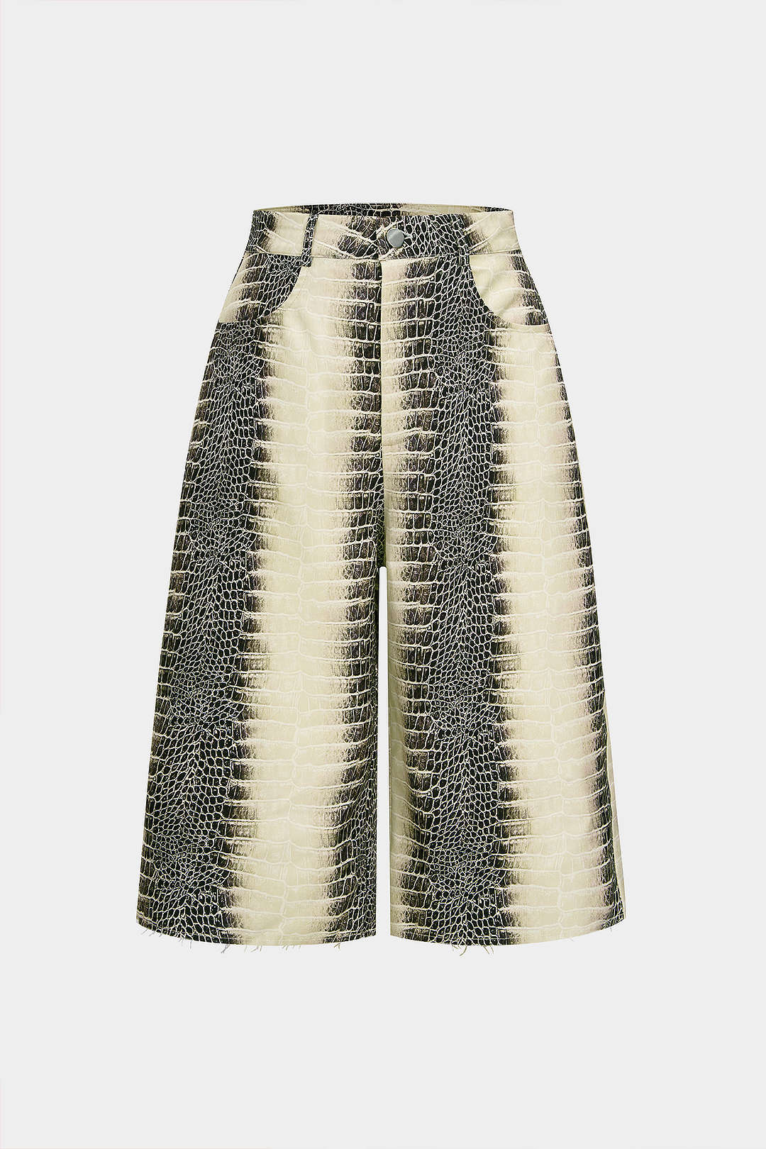 Snake Skin Print Straight Leg Shorts - Weenar