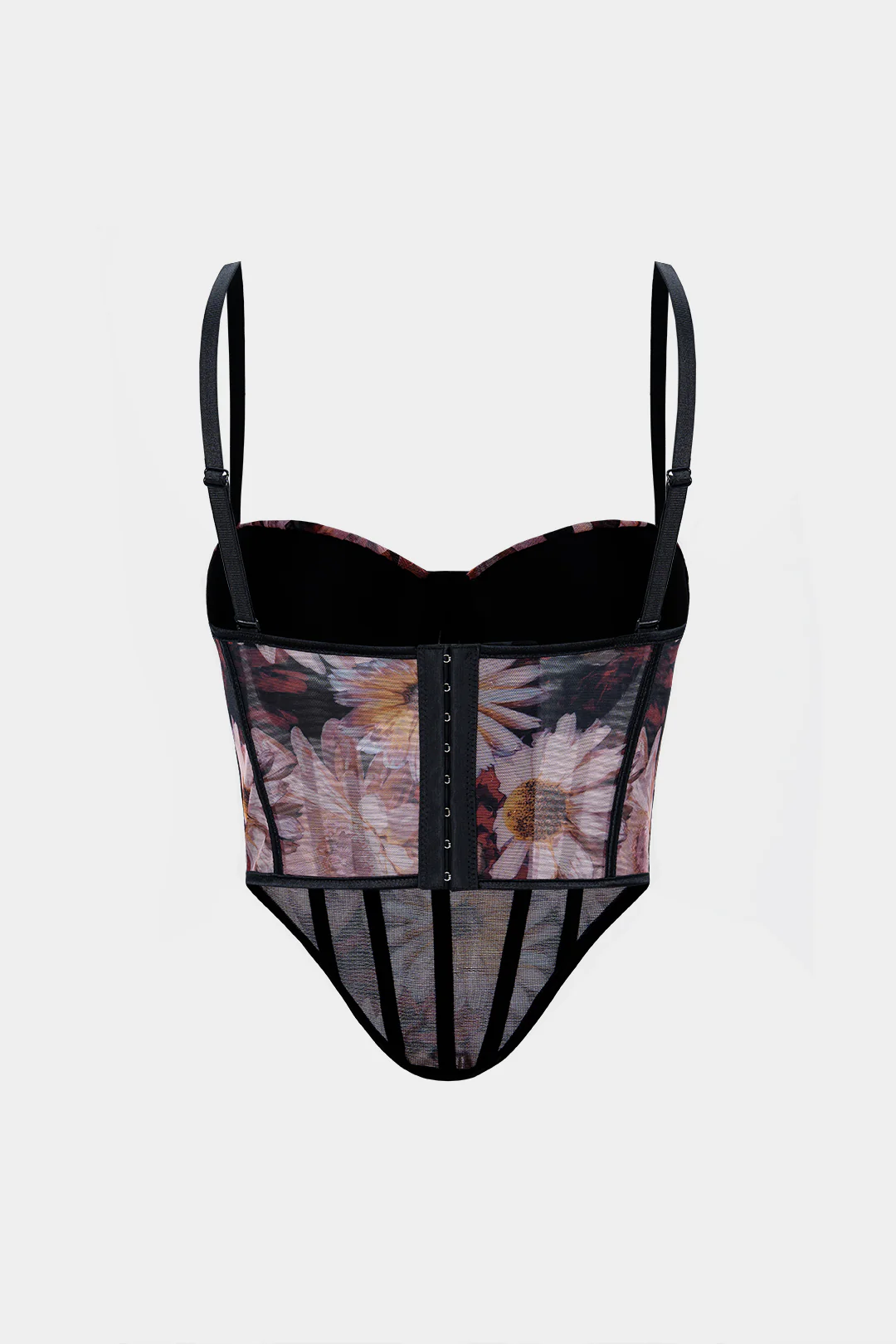 Flral Print Mesh Corset Cami Top - Weenar