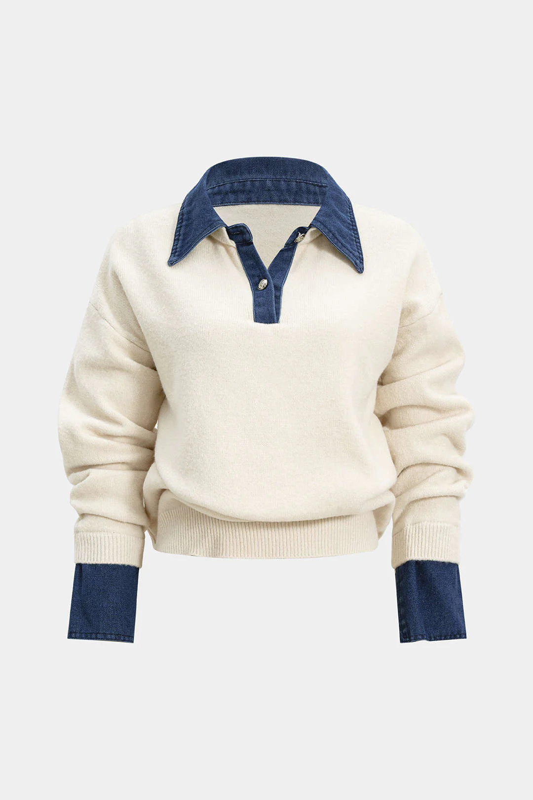 Sweater Patchwork Long-Sleeve Top - Weenar